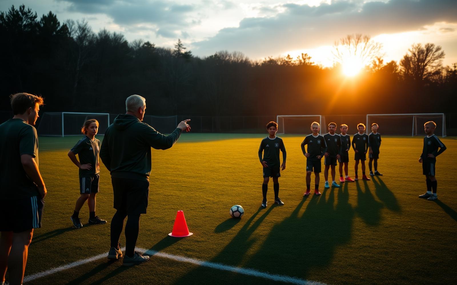 High school soccer players training at a Premier Soccer Company team camp